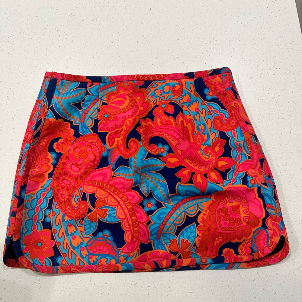 Zara Pink and Blue Paisley Mini Skirt